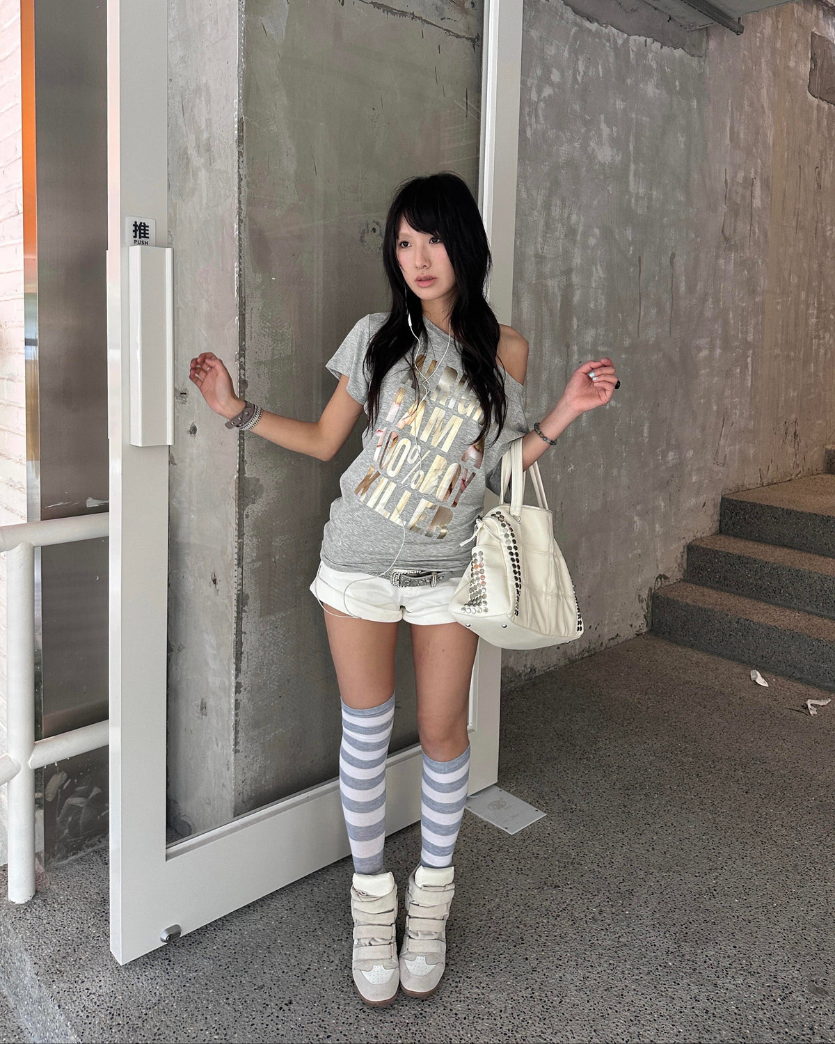 EYE Archive Astra Bag in cream styled with a summer outfit