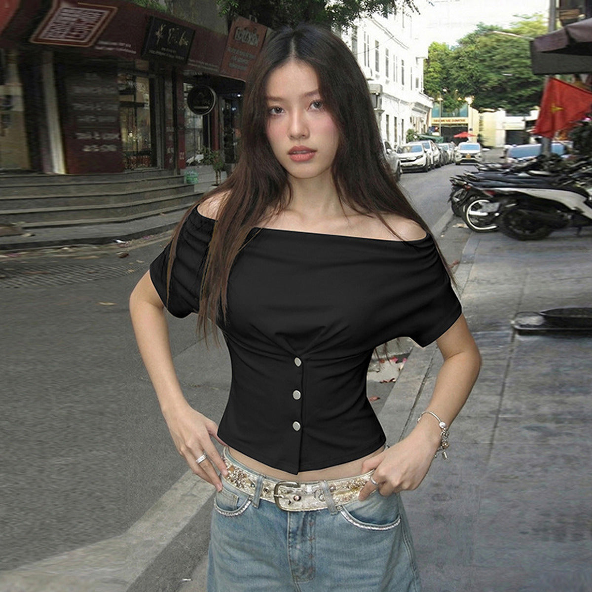 EYE Archive Cowl Neck Top