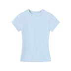 Flat product shot of the Essential Tee in baby blue
