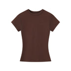 Flat product shot of the Essential Tee in dark brown