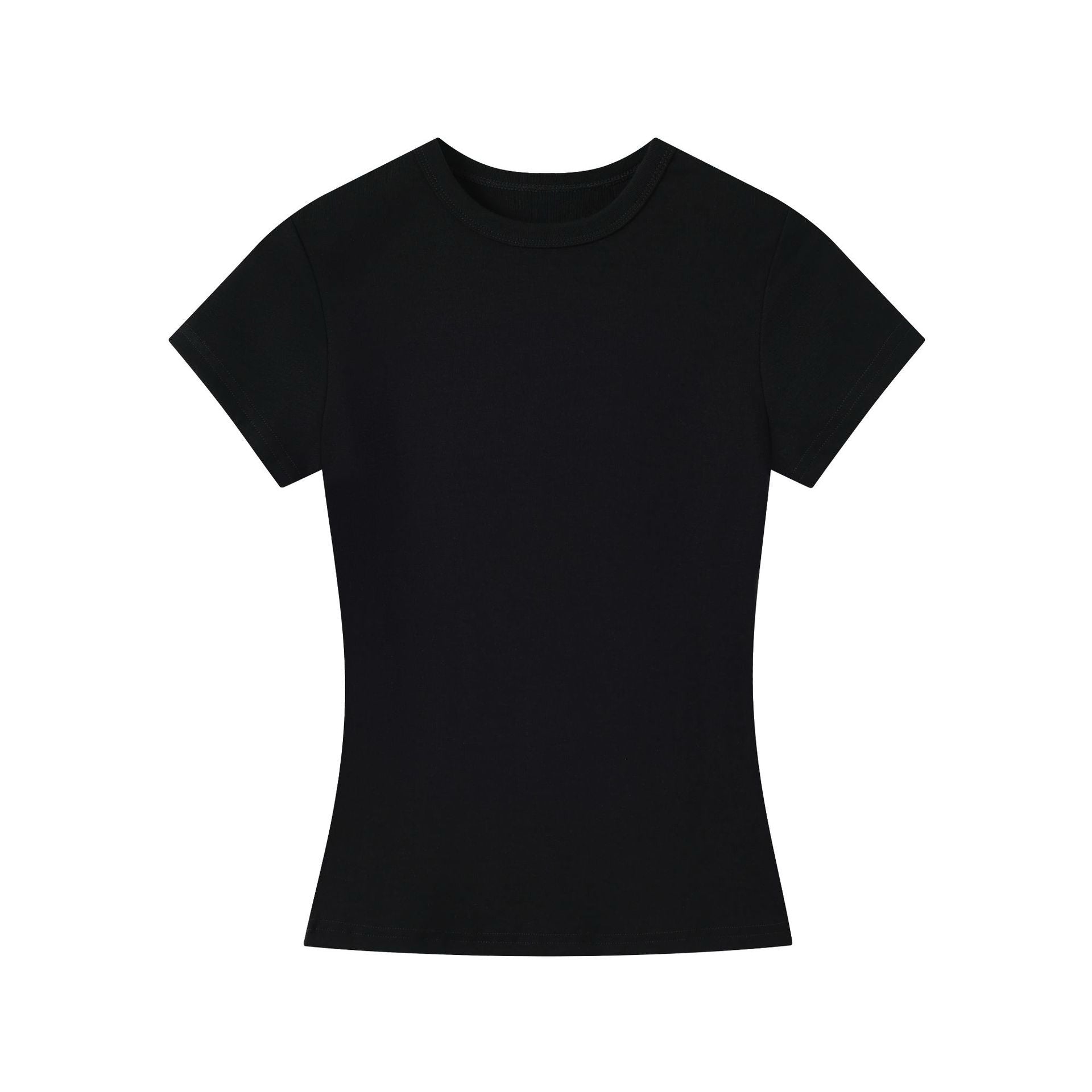 Flat product shot of the Essential Tee in black