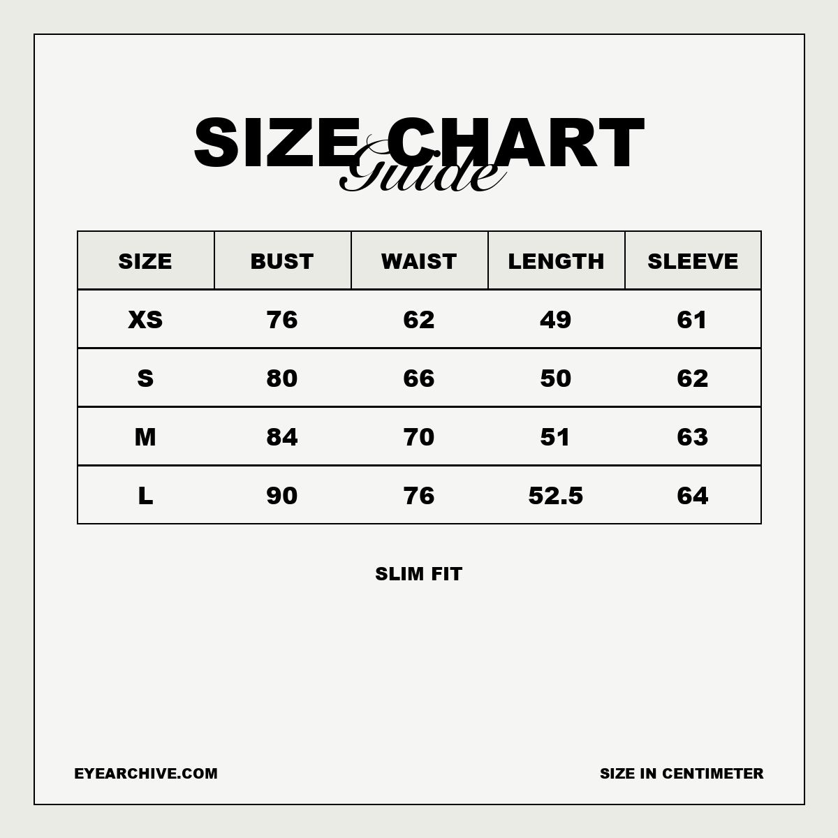 Size chart
