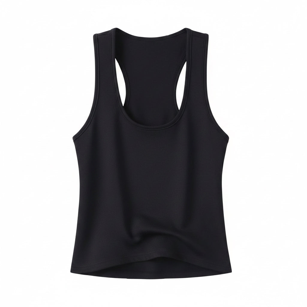 EYE Archive Racer Tank, square-neck racer-back tank top, black, front