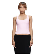 EYE Archive Racer Tank, square-neck racer-back tank top, pink, worn