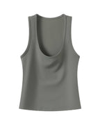 EYE Archive Racer Tank, square-neck racer-back tank top, grey green, front