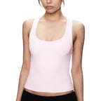 EYE Archive Racer Tank, square-neck racer-back tank top, pink, close view