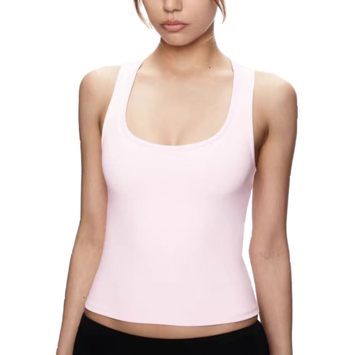 EYE Archive Racer Tank, square-neck racer-back tank top, pink, close view