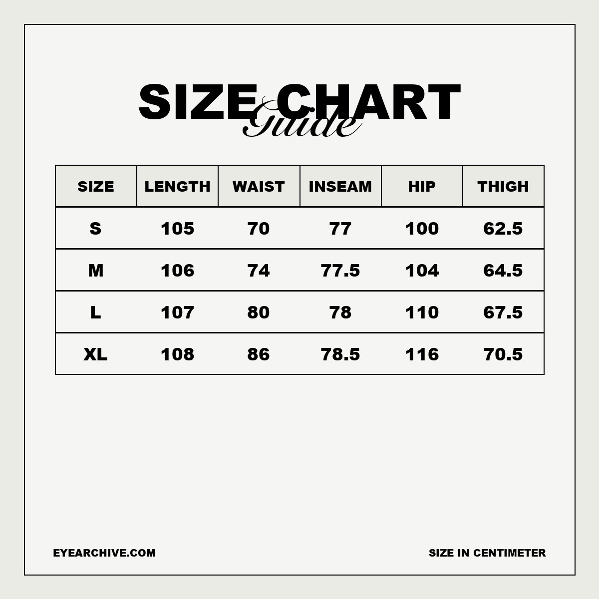 Size chart