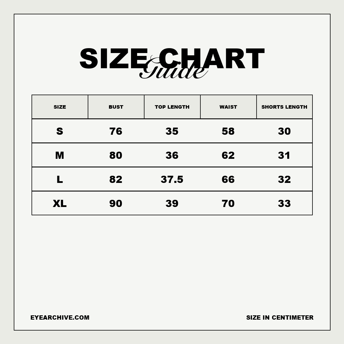 Size chart