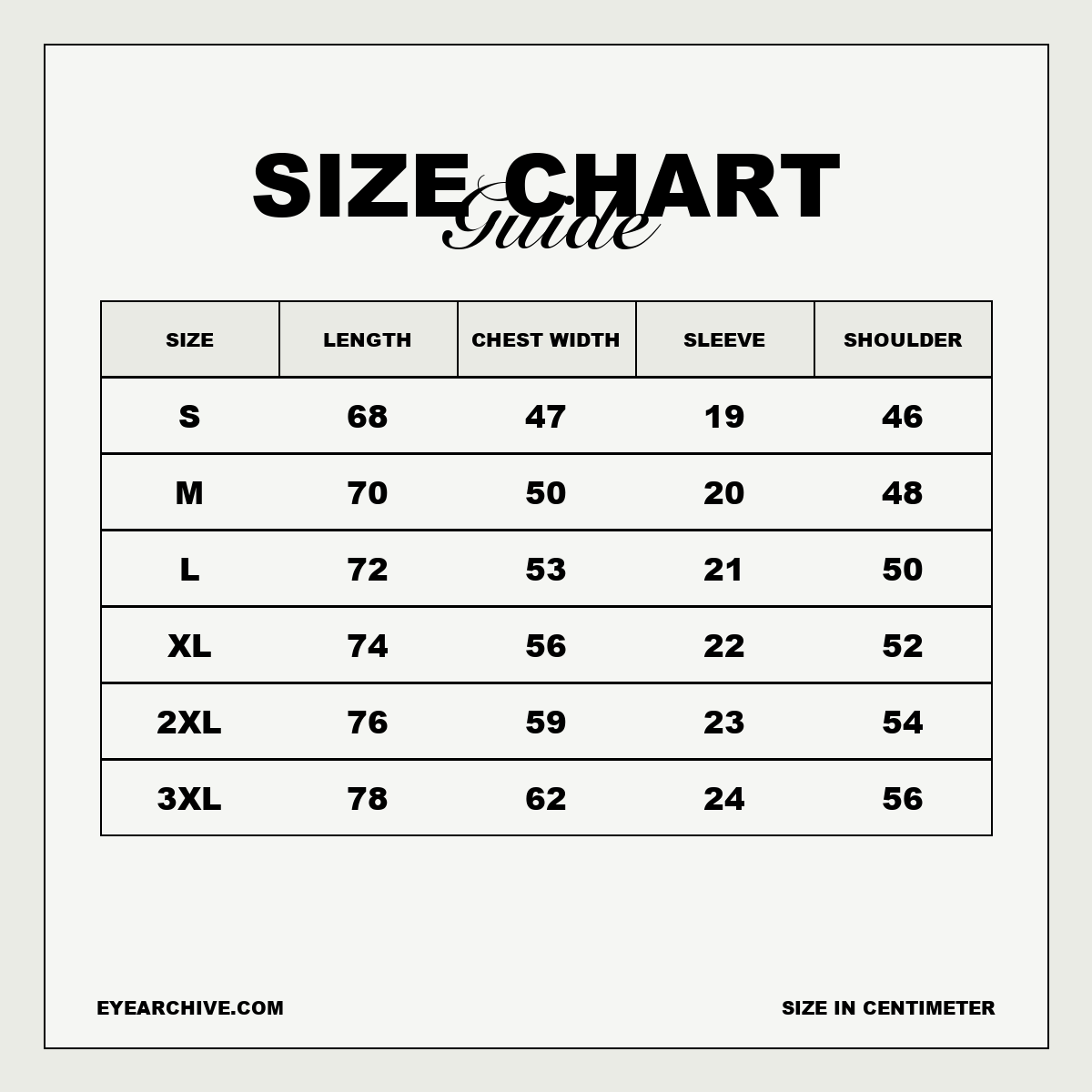 Kira Pink Camo Tee size chart