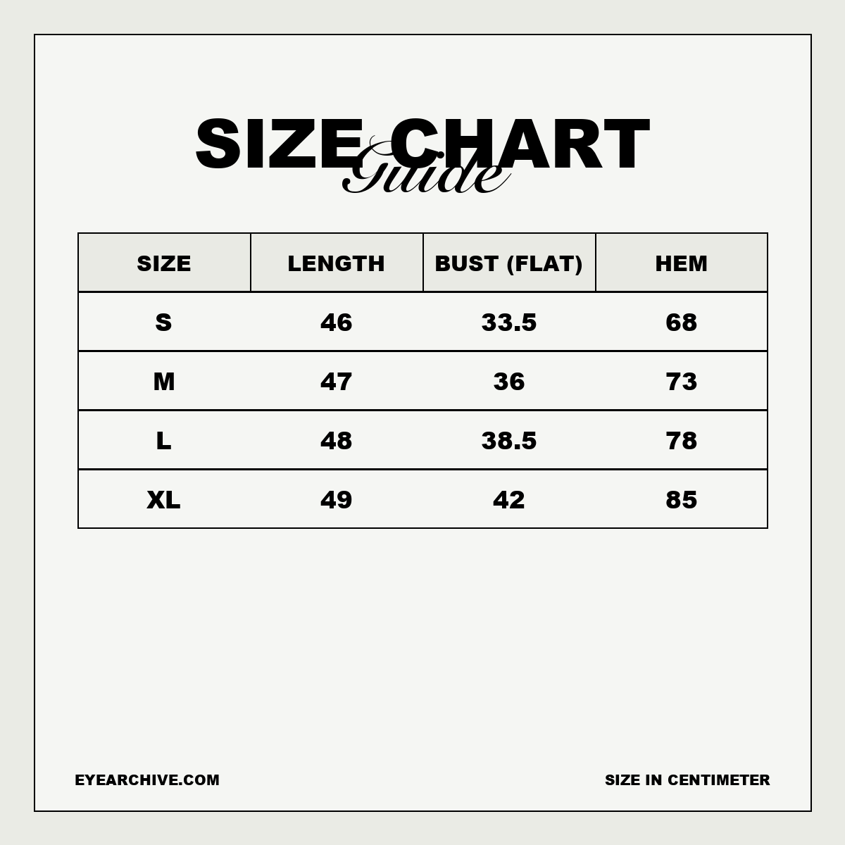 Size chart