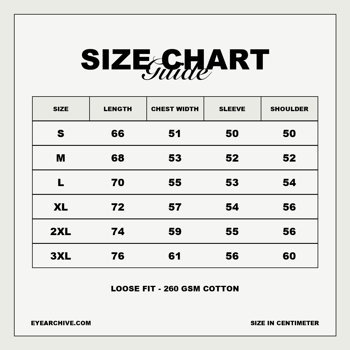 Mimi Longsleeve size chart