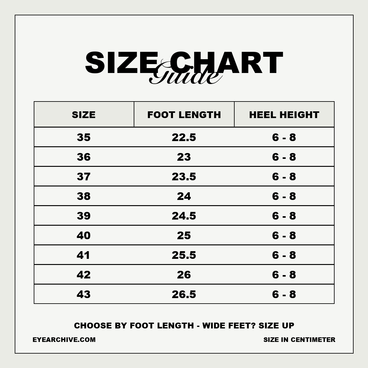 Size chart