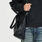 CATSSTAC Black Solo Commuter Tote Bag Custom Metal Zipper Shoulder Wearable Crossbody