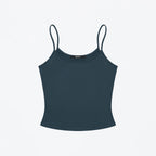 Flat product shot of the Studio Tank in deep teal blue