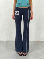 New low-rise lace-up color-blocking printed trousers American fashion hot girl personality trend comfortable and versatile slacks