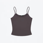 Flat product shot of the Studio Tank in dark coffee brown
