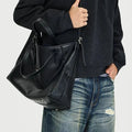 CATSSTAC Black Solo Commuter Tote Bag Custom Metal Zipper Shoulder Wearable Crossbody