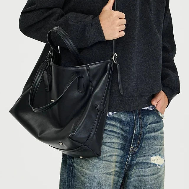 CATSSTAC Black Solo Commuter Tote Bag Custom Metal Zipper Shoulder Wearable Crossbody