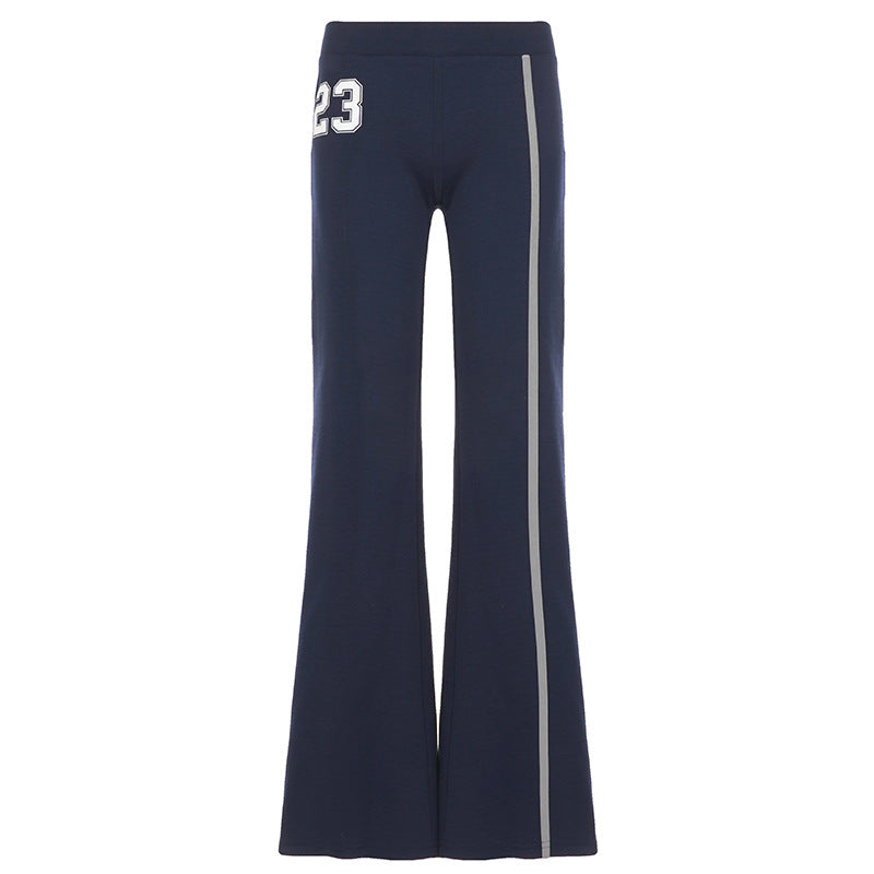 New low-rise lace-up color-blocking printed trousers American fashion hot girl personality trend comfortable and versatile slacks
