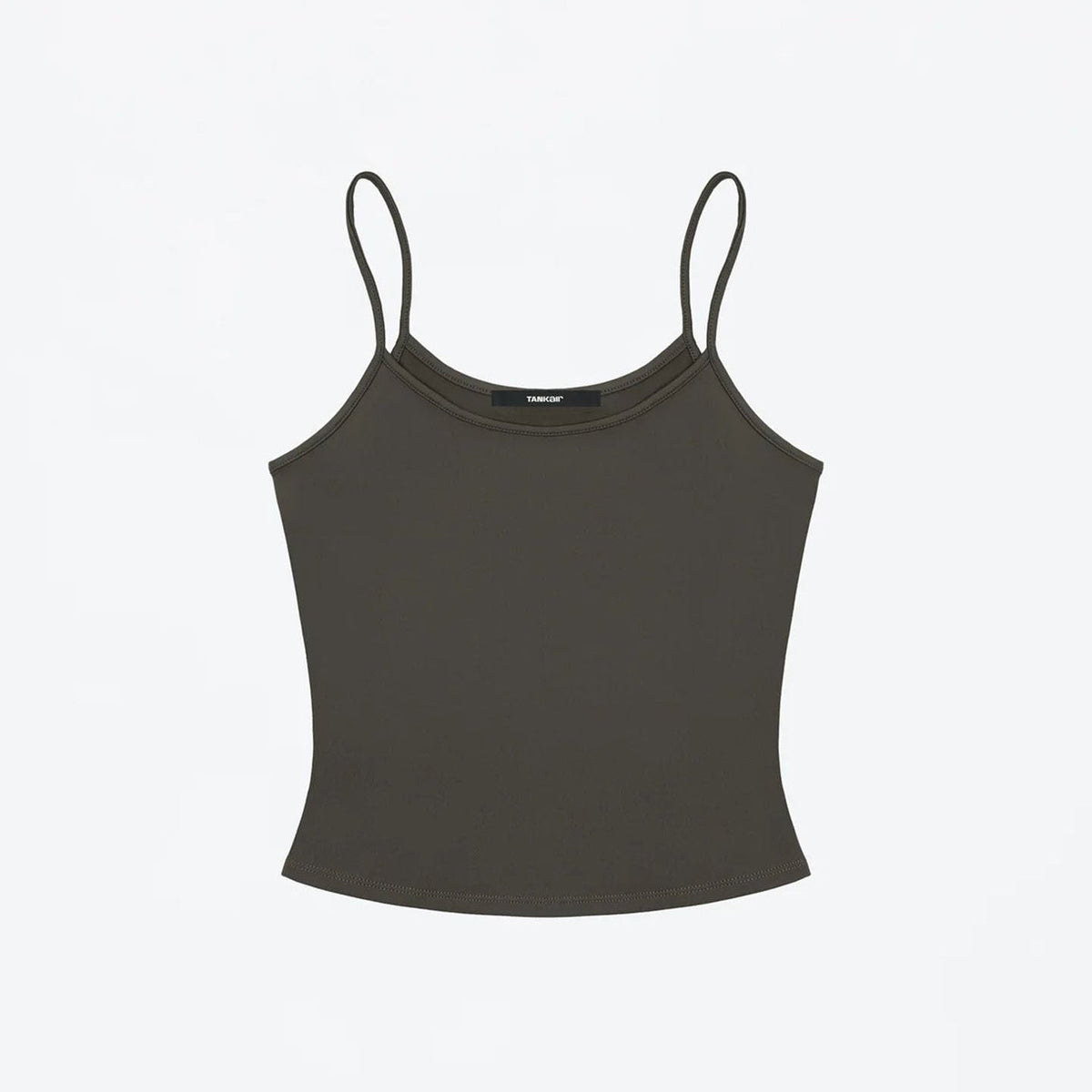 Flat product shot of the Studio Tank in dark olive