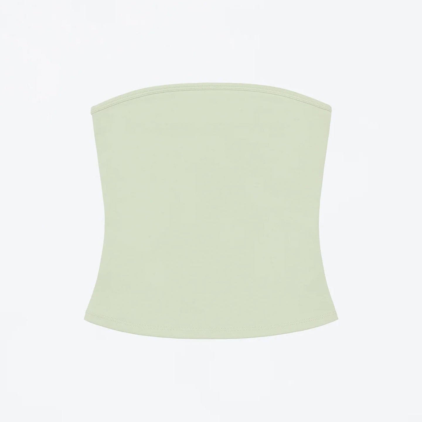 Flat product shot of the Tube Top in celadon green