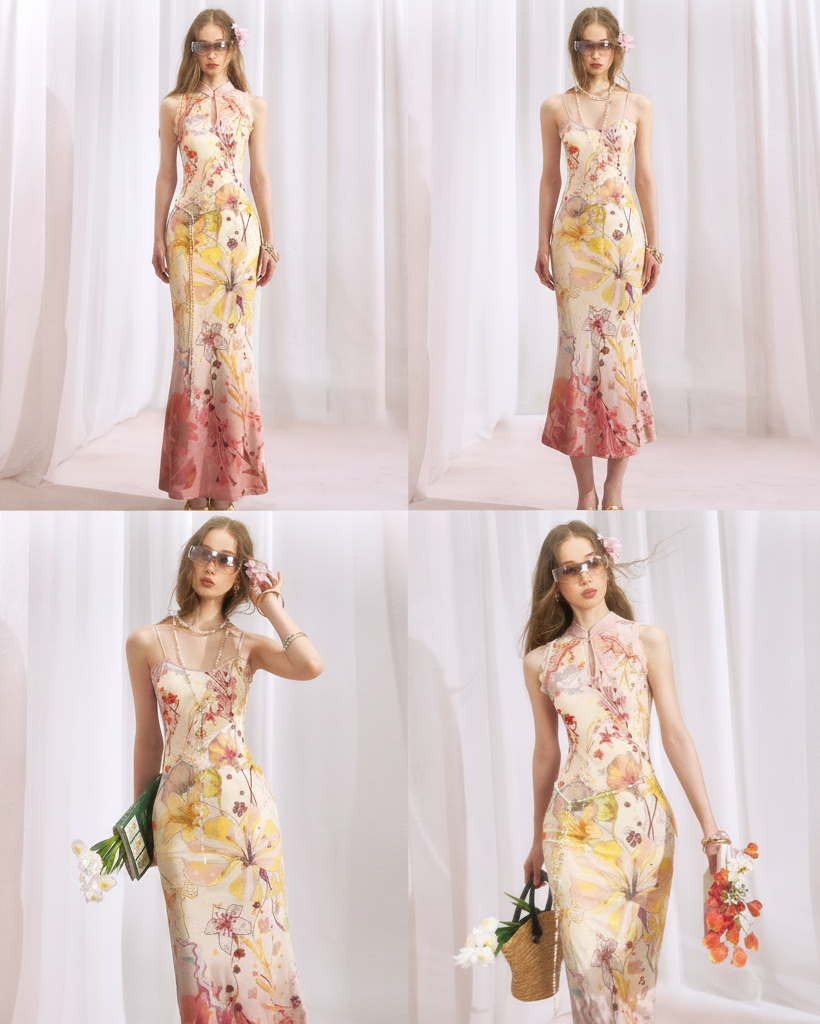 OFAKIVA "Flower" Qipao & Slip Dress