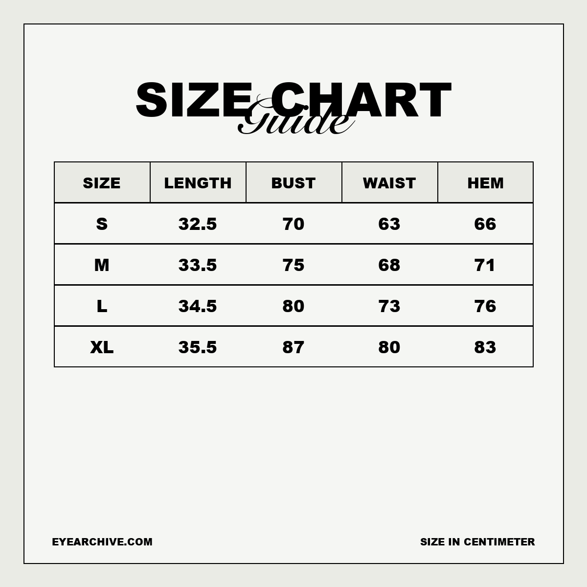 Size chart