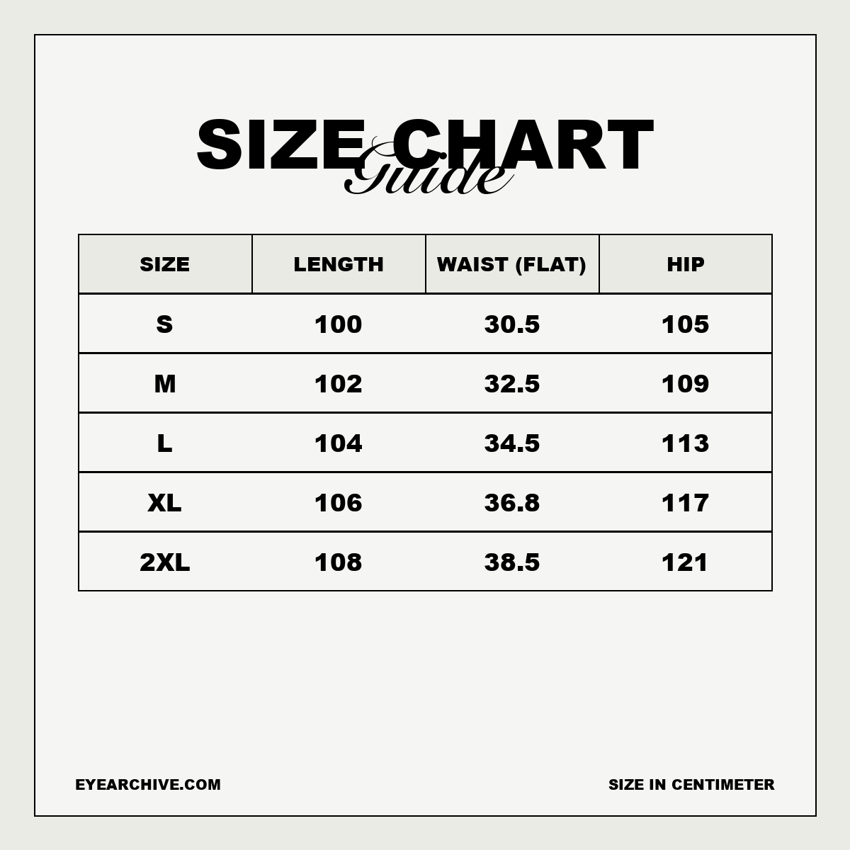Size chart