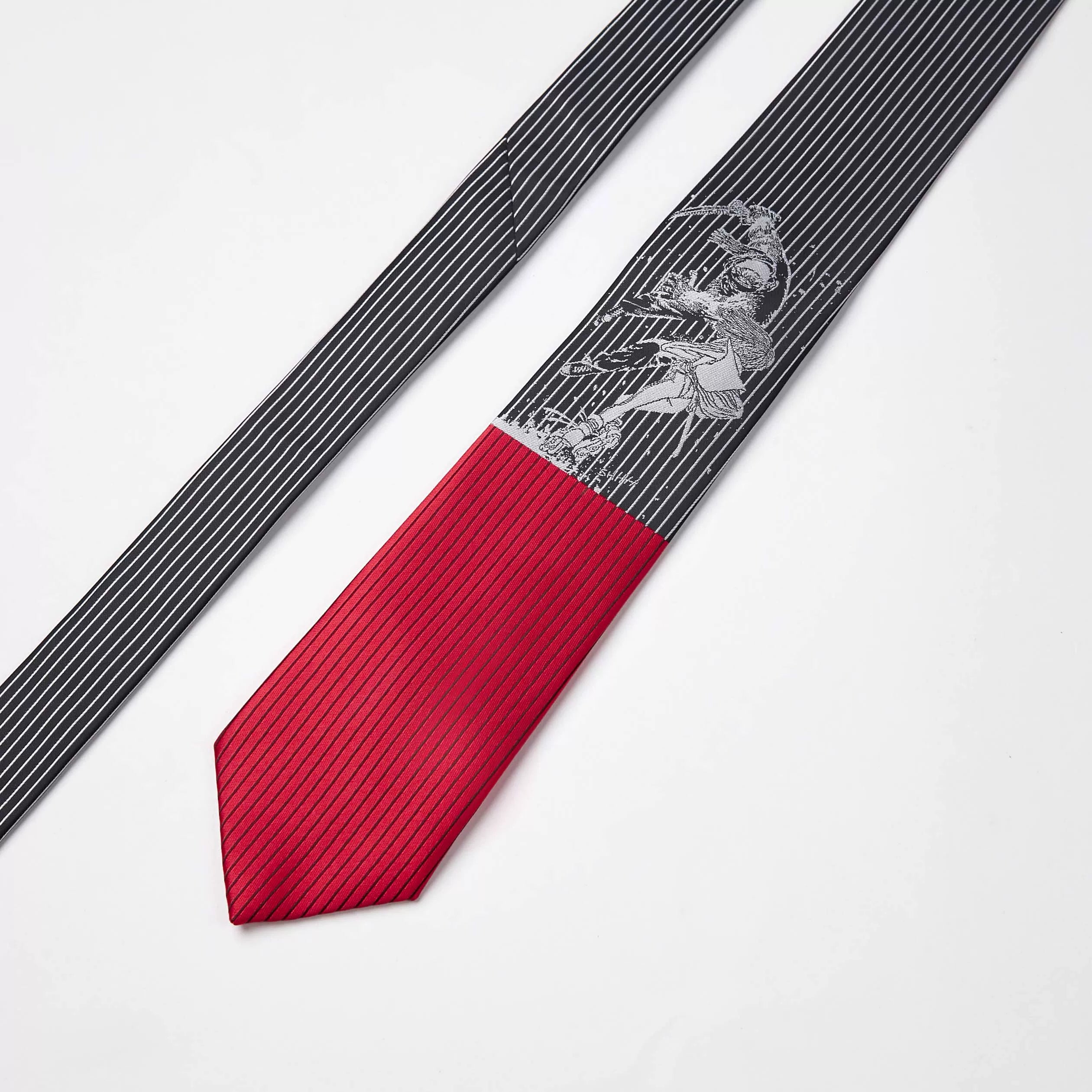 TAICHIISM Rainy Night Fight Illustration Striped Yarn-dyed Texture Contrast Suit Texture Tie