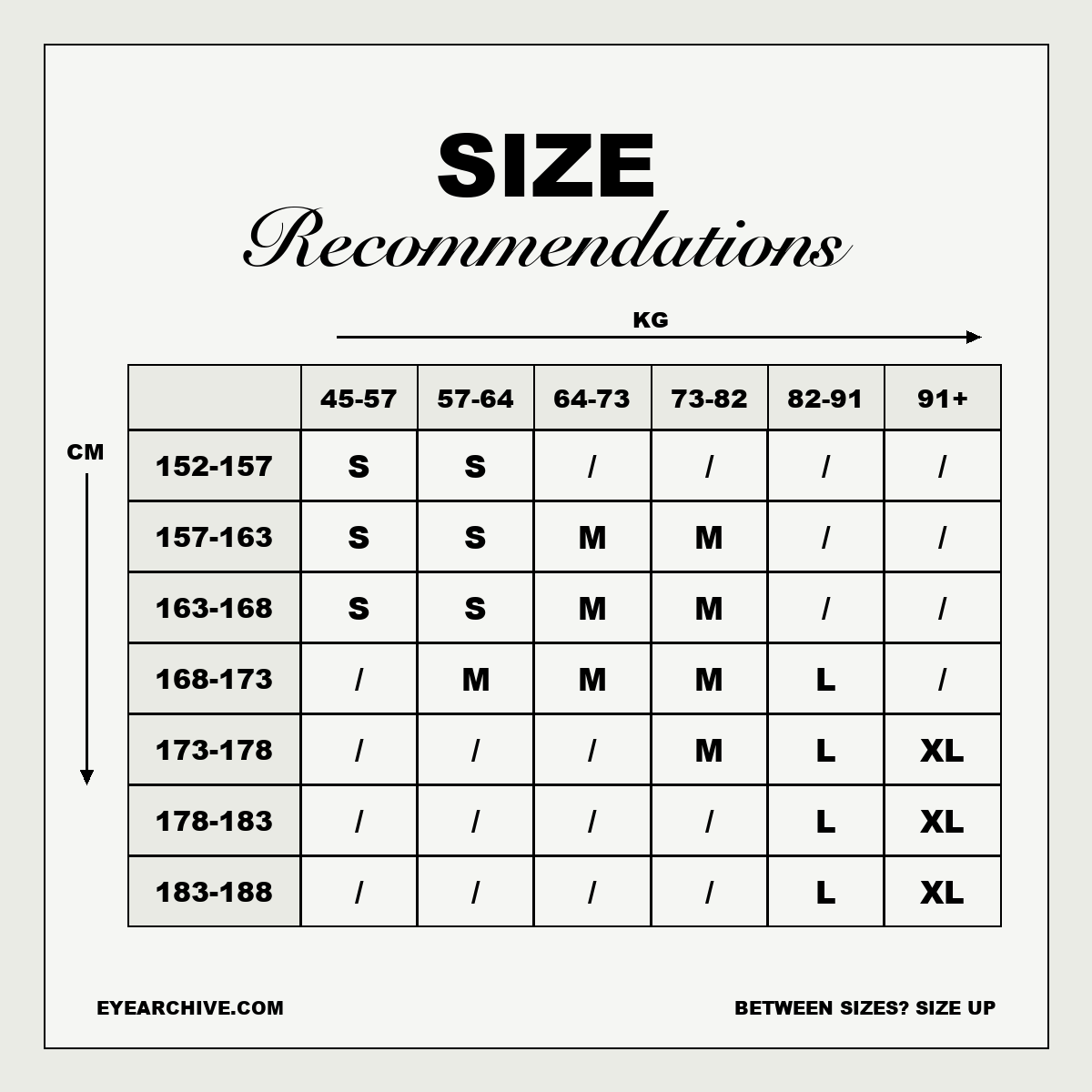 Size chart