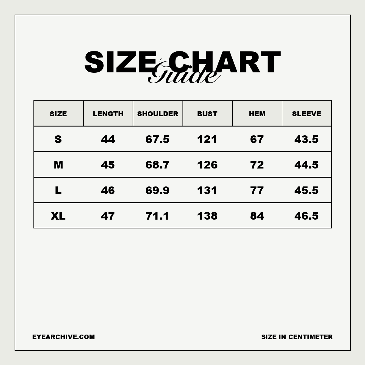 Size chart
