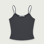 Flat product shot of the Studio Tank in charcoal grey