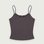 Flat product shot of the Studio Tank in dark coffee brown