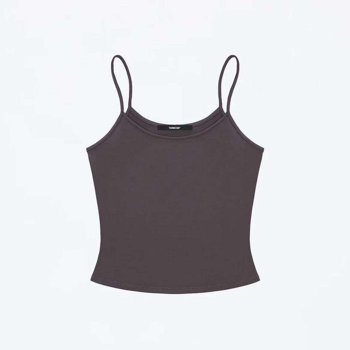 Flat product shot of the Studio Tank in dark coffee brown