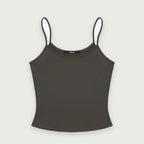 Flat product shot of the Studio Tank in dark olive