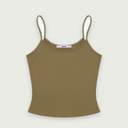 Flat product shot of the Studio Tank in olive khaki
