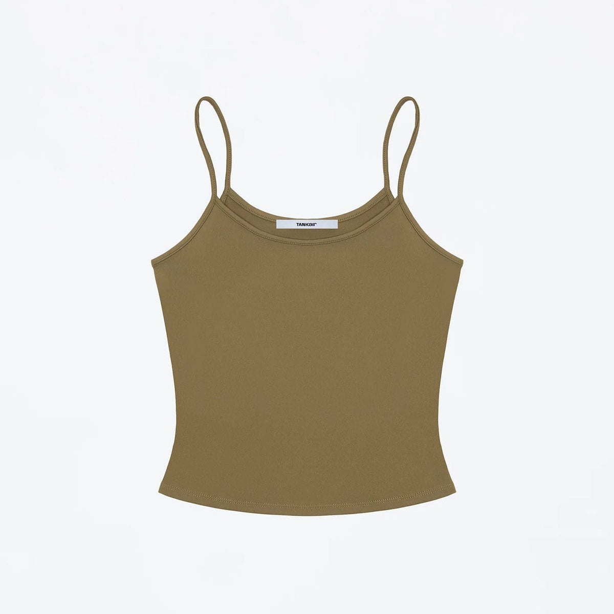 Flat product shot of the Studio Tank in olive khaki