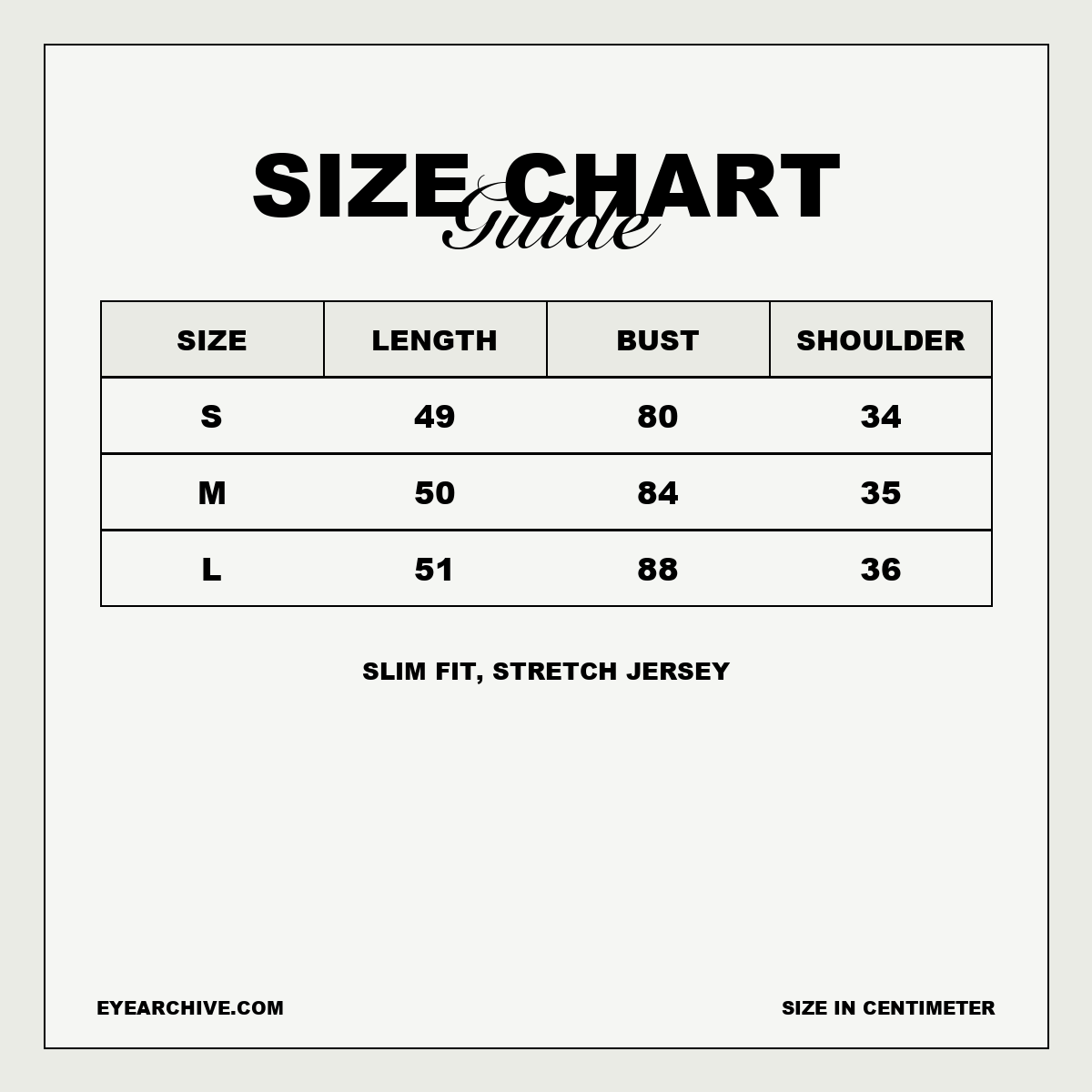 Poppy Tee size chart
